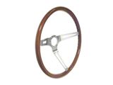 Corso Feroce LT-15 15-Inch Steering Wheel; Hardwood with Brushed Stainless Steel (67-69 Camaro)