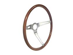 Corso Feroce LT-15 15-Inch Steering Wheel; Hardwood with Brushed Stainless Steel (67-69 El Camino)