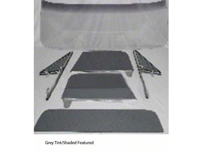 1967 Chevy-GMC Truck Glass Kit With Vent Window Assemblies With Posts, Door Glass In Channel, Small Back Glass-Grey Tint With Shade Band