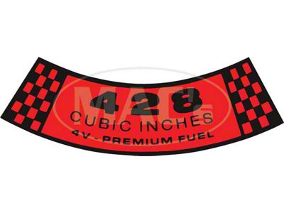 1967 Mustang Air Cleaner Decal, 428-4V Premium Fuel