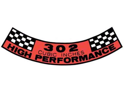 1968-1969 Mustang Air Cleaner Decal, 302 High Performance