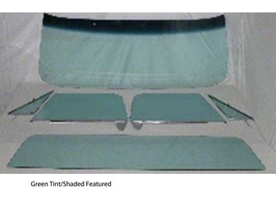 1968-1972 Chevy-GMC Truck Glass Kit With Vent Window In Frames, Door Glass In Channel, Deluxe/Large Back Glass-Grey Tint With Shade Band