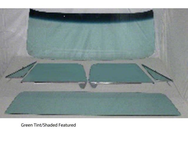 1968-1972 Chevy-GMC Truck Glass Kit With Vent Window In Frames, Door Glass In Channel, Deluxe/Large Back Glass-Grey Tint With Shade Band