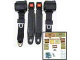 1968-1974 Corvette 3-Point Shoulder Harness And Seat Belt Kit Retractable Retrofit Black