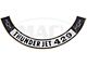 1968 Thunderbird Thunder Jet 429 Air Cleaner Decal