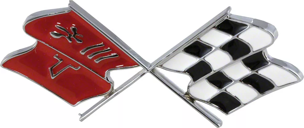 Ecklers 1968L-1973 Corvette Gas Door Crossed-Flags Emblem