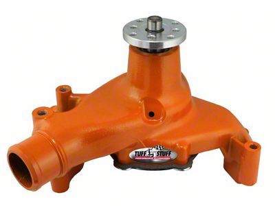 1969-1986 Chevrolet Camaro Platinum SuperCool Water Pump; 6.937 in. Hub Height; 5/8 in. Pilot; Long; Aluminum Casting; Orange Powdercoat w/Chrome Accents; 1511NCORANGE