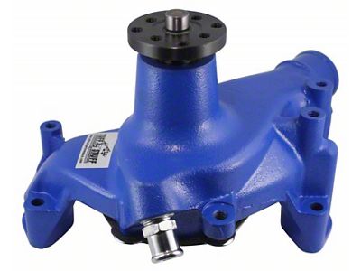 1969-1992 Chevrolet Camaro SuperCool Water Pump; 6.937 in. Hub Height; 5/8 in. Pilot; Threaded Water Port; Blue Powdercoat w/Chrome Accents; 1449NCBLUE