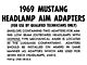 1969 Mustang Headlight Aiming Adapter Instruction Card