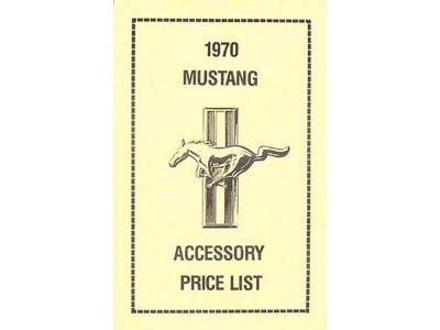 1970 Mustang New Car Accessory Price List