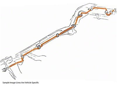 1971-1972 Pontiac GTO/Tempest/LeMans Convertible RH Routing 1/4 Fuel Return Lines 2pc, Stainless Steel