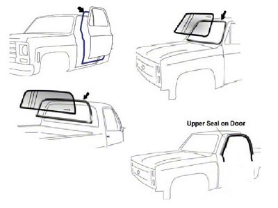 1973-1977 Chevy & GMC Truck Basic Weatherstrip Kit Truck w/o Trim