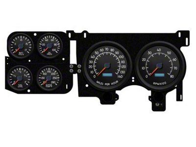 1973-1987 Chevrolet-GMC Truck New Vintage USA 6 Gauge Aviator Series Package - 140 MPH Programmable Speedometer with Tachometer, Oil Pressure, Water Temp, Fuel and Volt Meter - Black