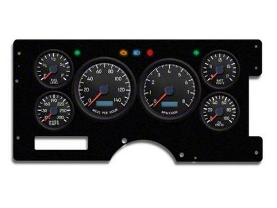 1973-1987 Chevrolet-GMC Truck New Vintage USA 6 Gauge Aviator Series Package - 140 MPH Programmable Speedometer with Tachometer, Oil Pressure, Water Temp, Fuel and Volt Meter - Black