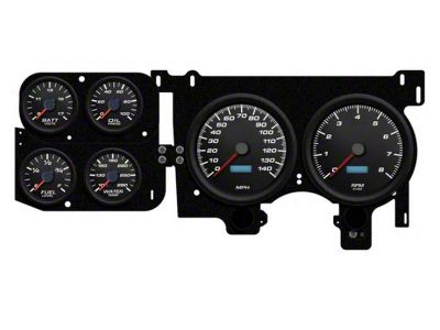 1973-1987 Chevrolet-GMC Truck New Vintage USA 6 Gauge Performance II Series Package - 240 KPH Programmable Speedometer with Tachometer, Oil Pressure, Water Temp, Fuel and Volt Meter - Black