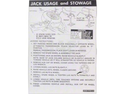 1973-74 Mercury Montego Jack Instruction Decal