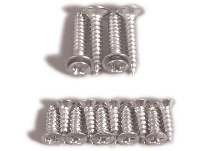 Windshield Interior Trim Screws, Chrome, 1977-1982