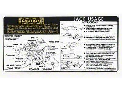 1978-1979 Camaro Jacking Instructions Decal, With Space Saver Spare