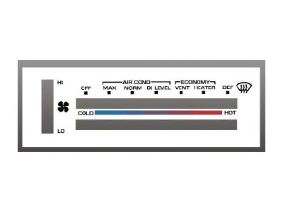 1978-1988 El Camino Chevrolet White Heater Control Overlay,HVAC