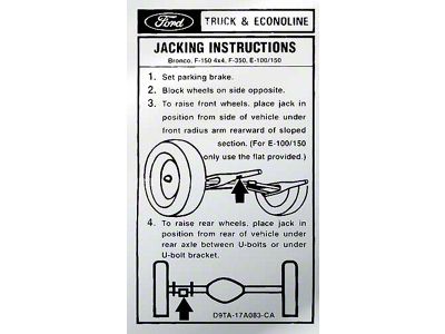 1979-1980 Ford Pickup Truck Jack Instruction Decal
