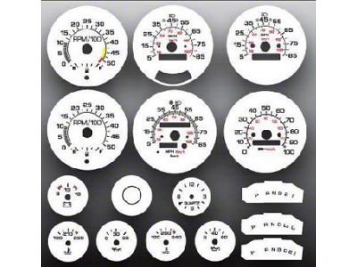 1980..1991 Chevrolet Truck White Face Gauge Overlay,Large Tach With Fuel