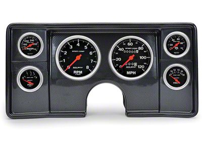 1982-1987 El Camino Instrument Cluster Panel, Carbon Fiber Finish, With Sport Comp Gauges