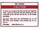 1982-1989 Bronco Oil Usage Caution Decal