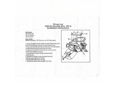 OPR TPI Intake Air Foil, 1985-1995