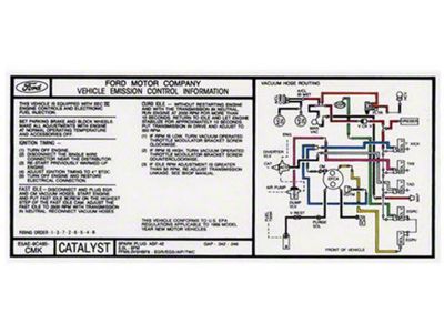 1985 Ford Pickup Truck Emission Control Information Decal - 5.0L With Automatic Transmission