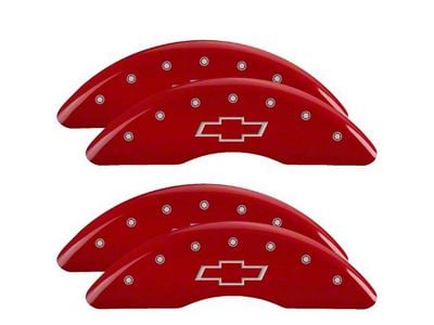 2019-2020 Chevy Silverado 1500 MGP Caliper Covers, Red With Engraved Bowtie Logo