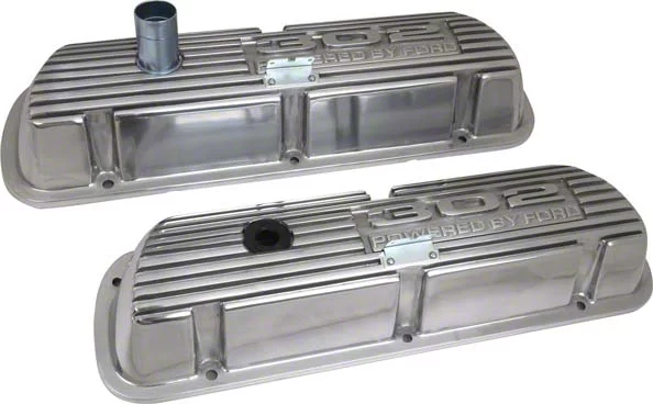 Ecklers 302 Powered By Ford Polished Aluminum Valve Covers, Pair