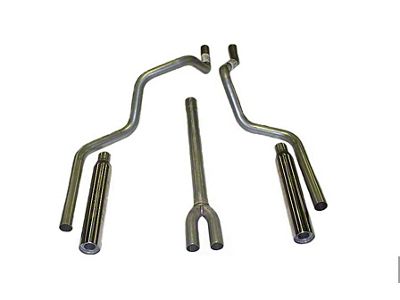 Deep-Tone Dual Exhaust System with Painted Blunt Tips; Rear Exit (87-96 5.0L Bronco)