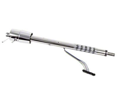 57 Chevy Flaming River Collapsible Steering Column, Tilt Function, Polished Stainless Steel, Floor Shifter