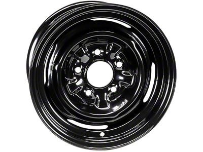 Dog Dish Style Steel Gloss Black Wheel; 14x6; 25mm Offset (67-69 Firebird)