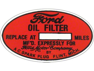 AC Oil Filter Decal - Red , White & Black - Ford Passenger