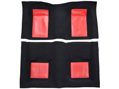 ACC Complete Nylon Molded Carpet without Shifter Hole Cutout; 4-Red Inserts (1969 Mustang Mach 1)