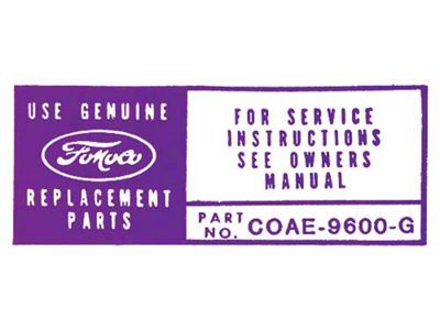 Air Cleaner Decal - Service Instructions - 292 V8 - Ford