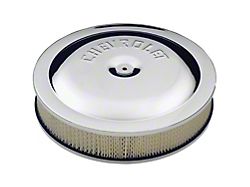 Air Cleaner Kit; Chrome; Embossed Chevy Logo; 14 In. Diameter; With Center Nut