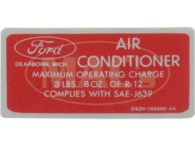 Air Cond Charge Decal, Montego, 1974-1978