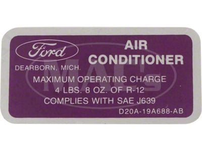 Air Cond Charge Decal Purple , Montego, 1972-1973