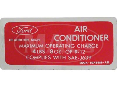 Air Cond Charge Decal Red , Montego, 1972-1973