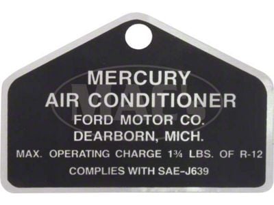 Air Conditioning Compressor Tag - Aluminum - Comet & Montego