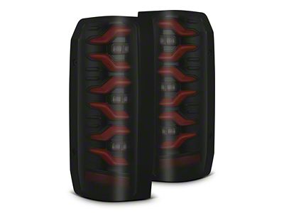 AlphaRex LUXX-Series LED Tail Lights; Black/Red Housing; Smoked Lens (87-96 Bronco)