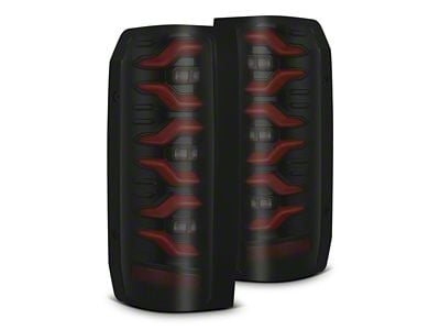 AlphaRex LUXX-Series LED Tail Lights; Black/Red Housing; Smoked Lens (87-97 F-150, F-250, F-350)