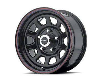 American Racing AR767 Gloss Black Steel with Red and Blue Stripe Wheel; Rear Only; 15x10; -37mm Offset (82-92 Camaro)