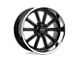 American Racing Rodder Gloss Black with Diamond Cut Lip Wheel; 20x8; 0mm Offset (64-73 Mustang)