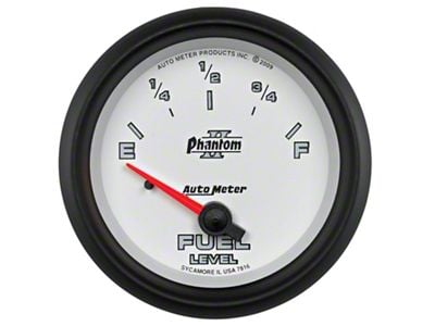 Auto Meter Phantom II Series 2-5/8-Inch Fuel Level Gauge; 240 ohm Empty to 33 ohm Full (Universal; Some Adaptation May Be Required)