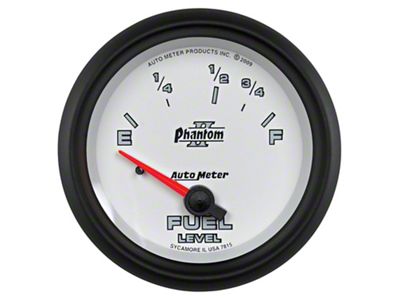 Auto Meter Phantom II Series 2-5/8-Inch Fuel Level Gauge; 73 ohm Empty to 10 ohm Full (Universal; Some Adaptation May Be Required)