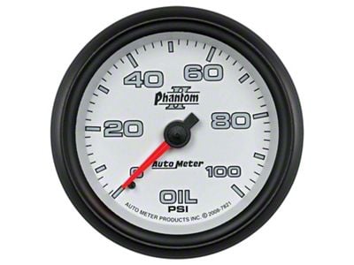 Auto Meter Phantom II Series 2-5/8-Inch Oil Pressure Gauge; 0-100 PSI; Mechanical (Universal; Some Adaptation May Be Required)