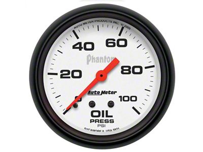 Auto Meter Phantom Series 2-5/8-Inch Oil Pressure Gauge; 0-100 PSI; Mechanical (Universal; Some Adaptation May Be Required)